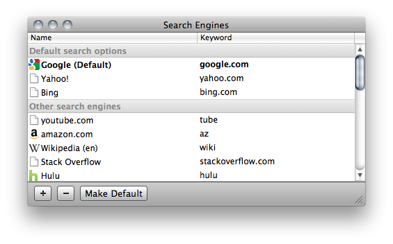 Google Chrome Search Engines
